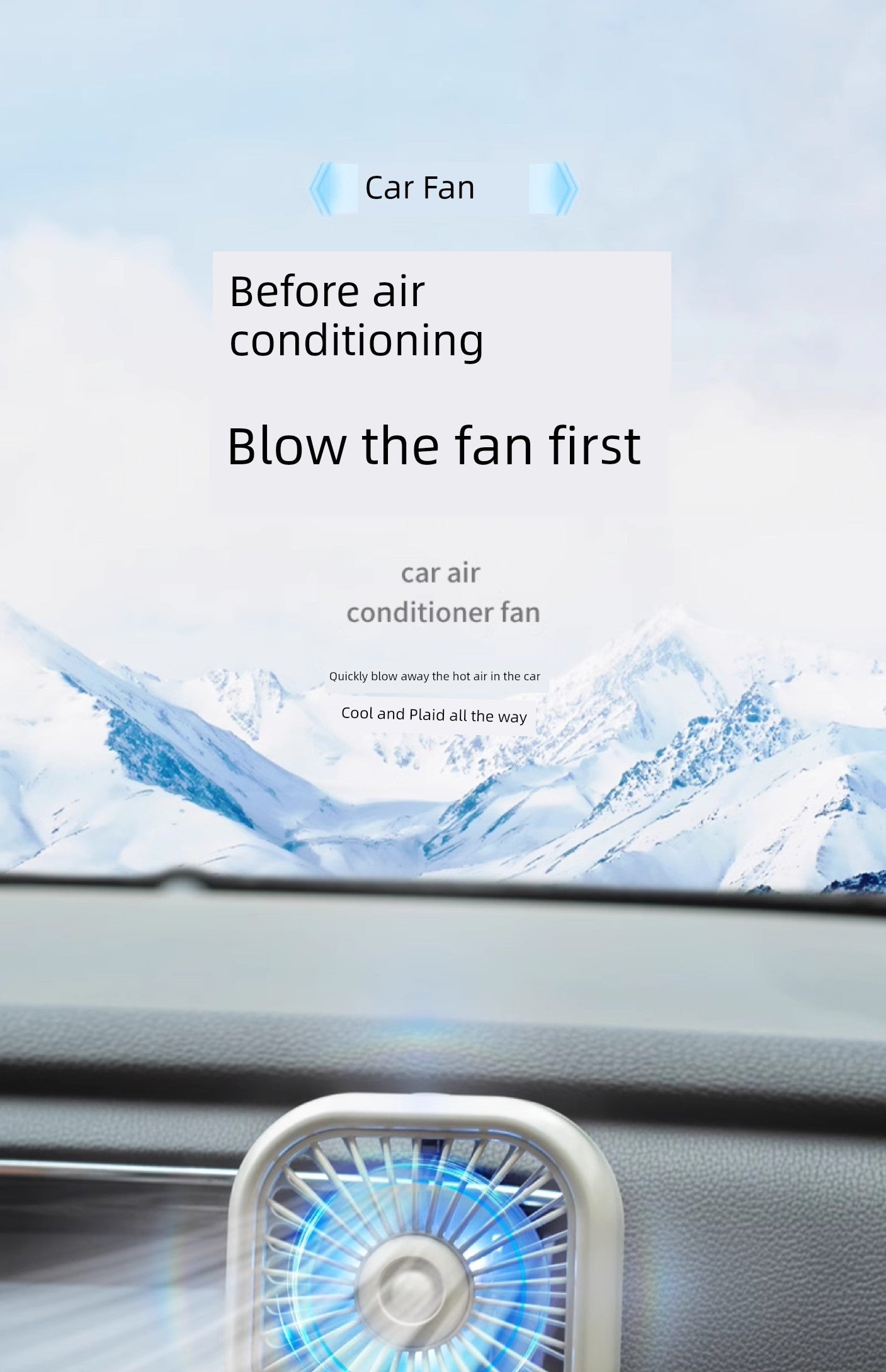 Car-Carrying Electric Fan 12 V24v Truck Car Strong Wind Car Interior Decoration Air Conditioning Outlet Little Fan USB Fan