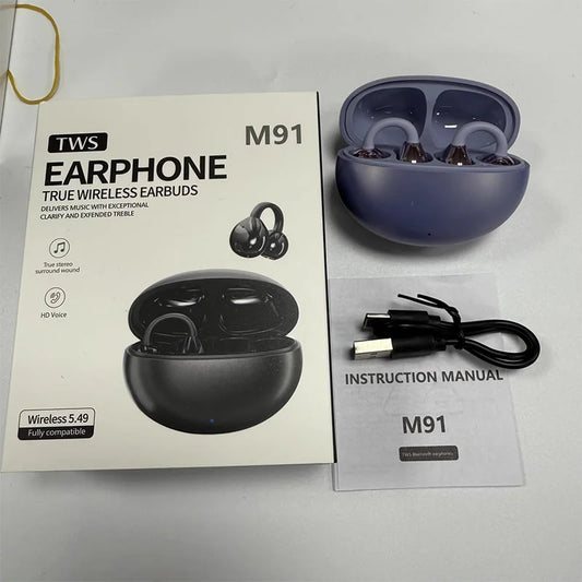 OWS M91 Wireless Earphone Support AI Translation Hi-Fi Tone Quality 5.4 Bluetooth Sports Open Ear Clip Headset Waterproof Gift