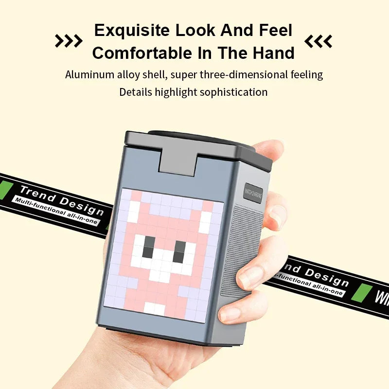 6-wɔ-1 multifunctional wireless ntɛmntɛm charging Bluetooth akasam alarm dɔn cartoon pixel ma charge mobile fon / dɔn