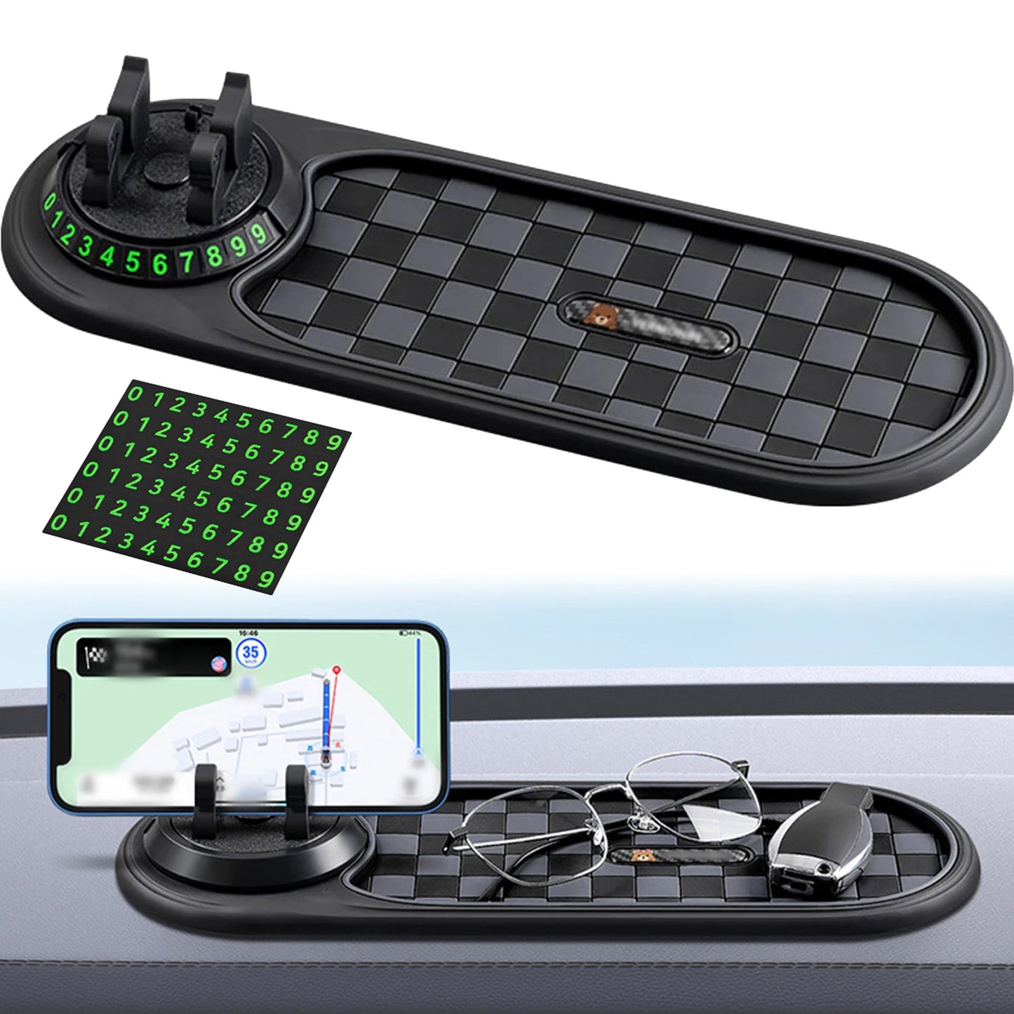 Phone Holder Anti-Slip Mat Holder for Dashboard with 360° Rotatable Phone Holder for Cell Phone Keys Sunglasses