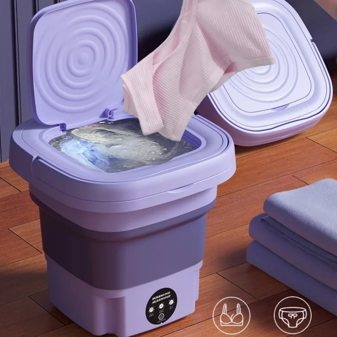8L Portable Small Foldable Washing Machine with Spin Dryer For Socks Underwear Panties Washer Household Mini Washing Machine