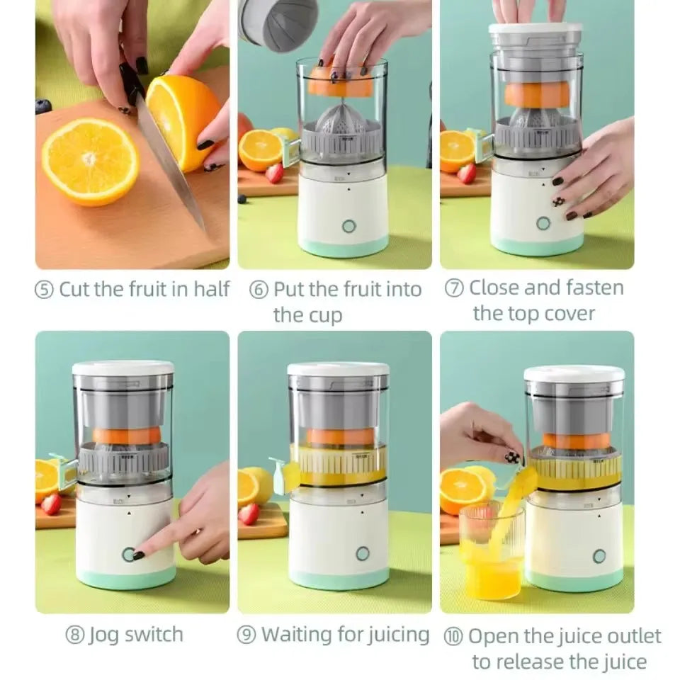 Wireless Juicer Automatic Orange Lemon Juicer USB Charge Nsuo Paapaemu Portable Nnuaba Extractor Squeezer Nhyɛsoɔ Juicers