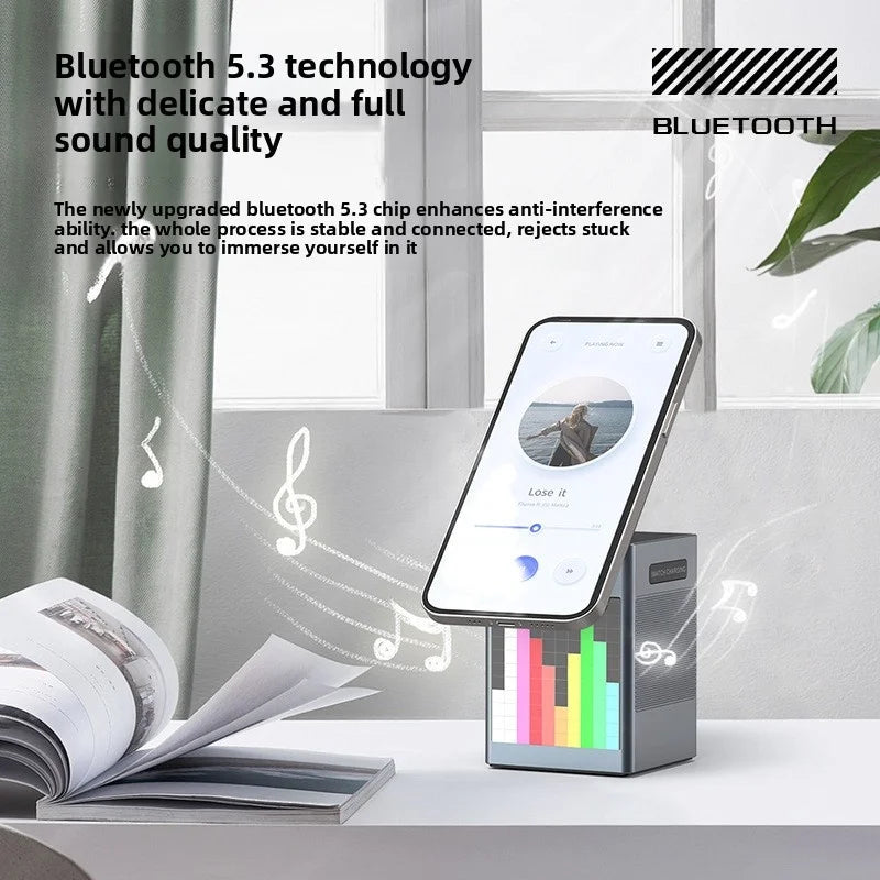 6-wɔ-1 multifunctional wireless ntɛmntɛm charging Bluetooth akasam alarm dɔn cartoon pixel ma charge mobile fon / dɔn
