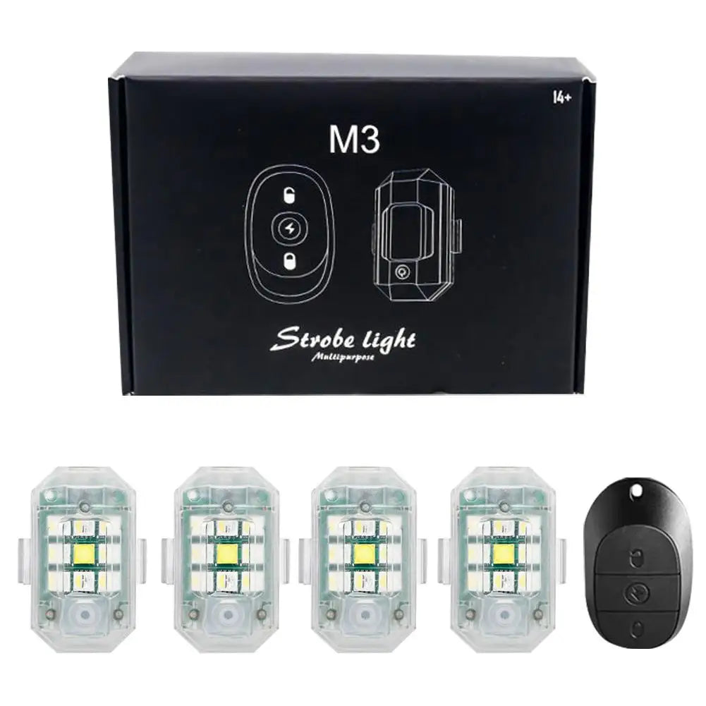 Motorcycle Wireless LED Strobe Light Remote Control Aircraft Light Navigation Warning Light Indicator For Car Bicycle Drone