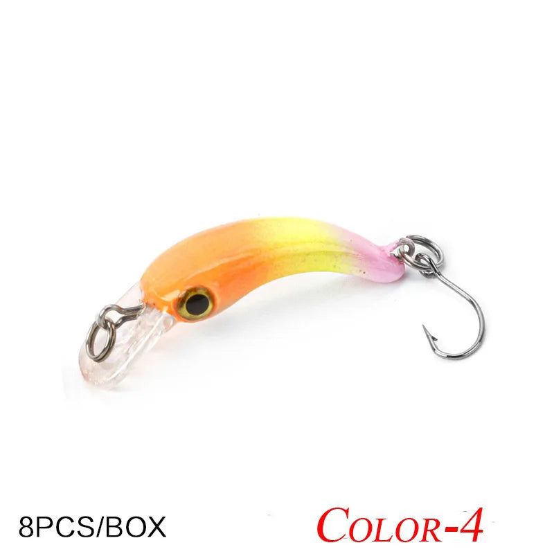 FLYSAND 8Pcs/Box Floating Mini Minnow Fishing Lures Artificial Hard Bait Sharp Hook Crankbait Lure Fishing Accessories