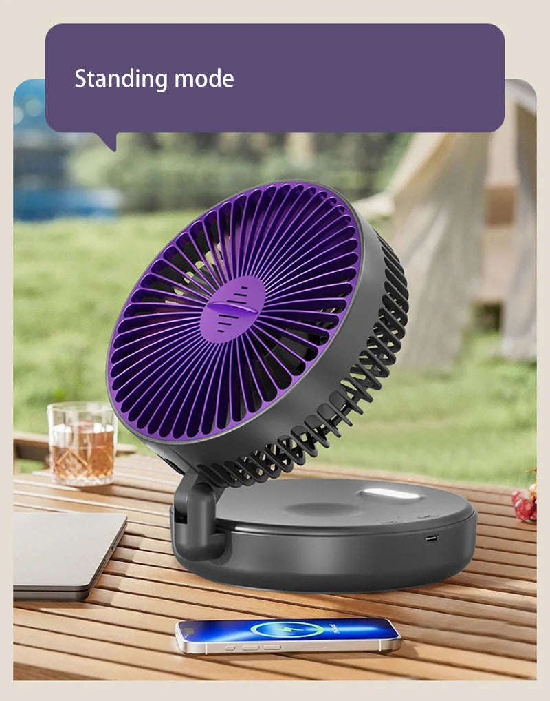 Electric Fan 3 In 1 Rechargeable Small Folding Cycle Desktop Wall-mounted Small Fan Dormitory Toilet Cold Wind Summer Fan