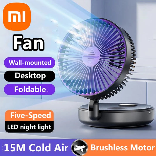 Electric Fan 3 In 1 Rechargeable Small Folding Cycle Desktop Wall-mounted Small Fan Dormitory Toilet Cold Wind Summer Fan