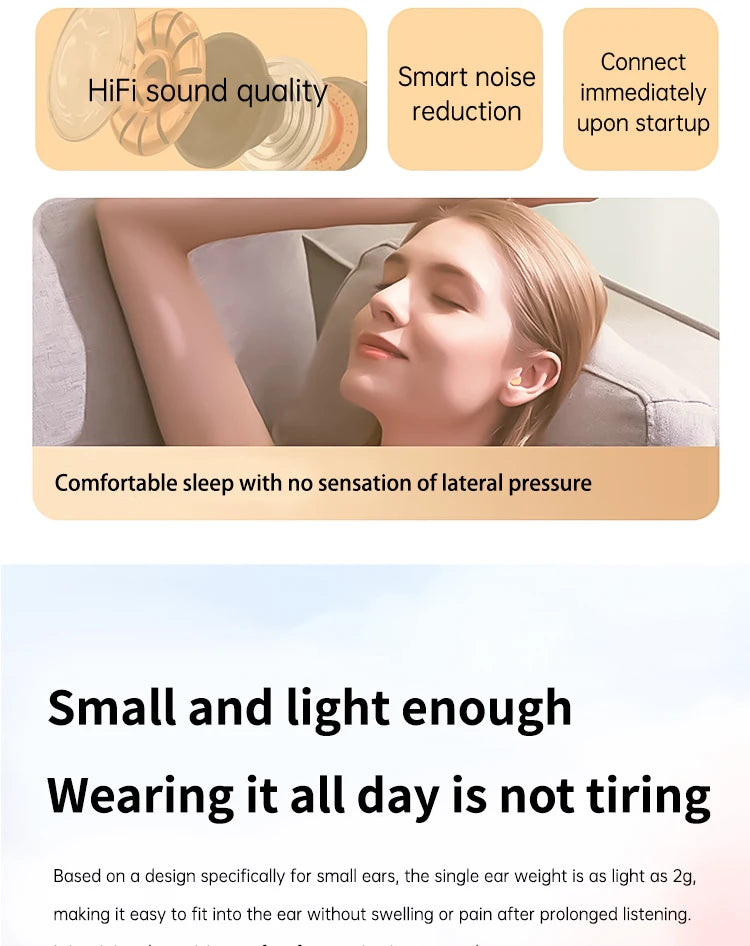 SK19 Bluetooth 5.3 Earphones Mini Invisible Headphones TWS Wireless Earbuds HIFI Stereo Noise Reduction Heasets with Microphones