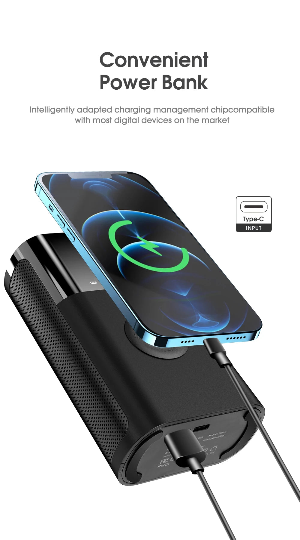 CARSUN Portable Inflator Compressor Pump With LED Lamp For Car Motorcycle Bicycle Tyre Balls Wireless Electric Car Air Tire Pump