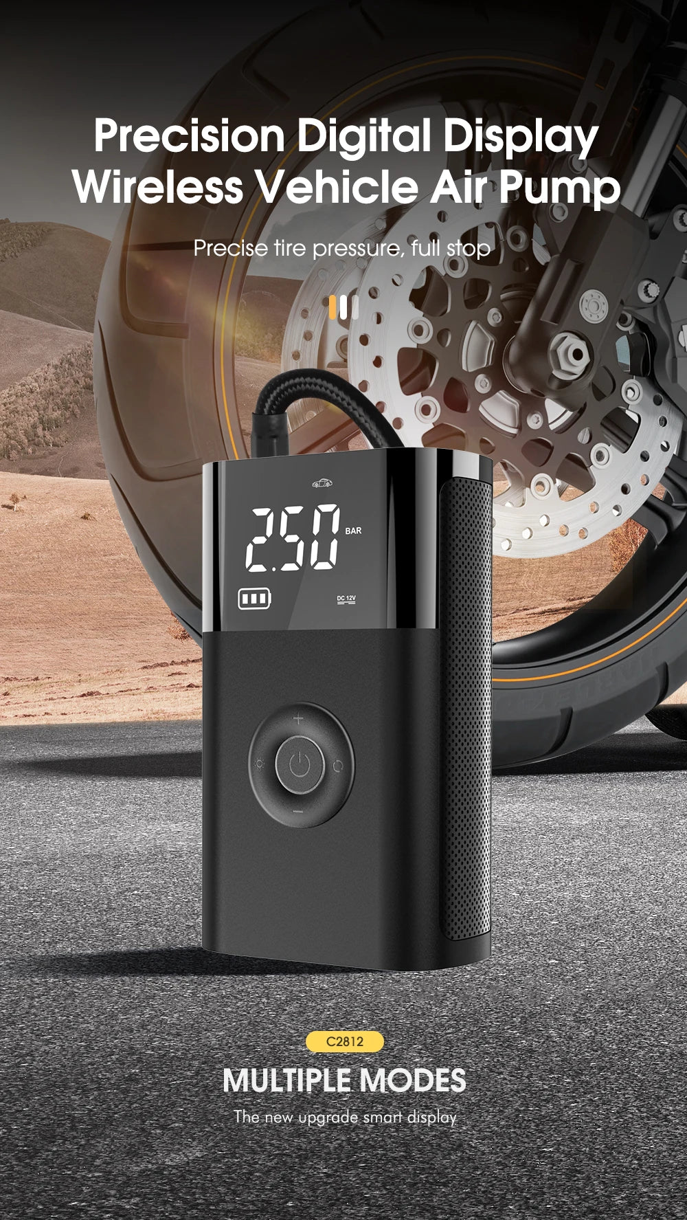 CARSUN Portable Inflator Compressor Pump With LED Lamp For Car Motorcycle Bicycle Tyre Balls Wireless Electric Car Air Tire Pump
