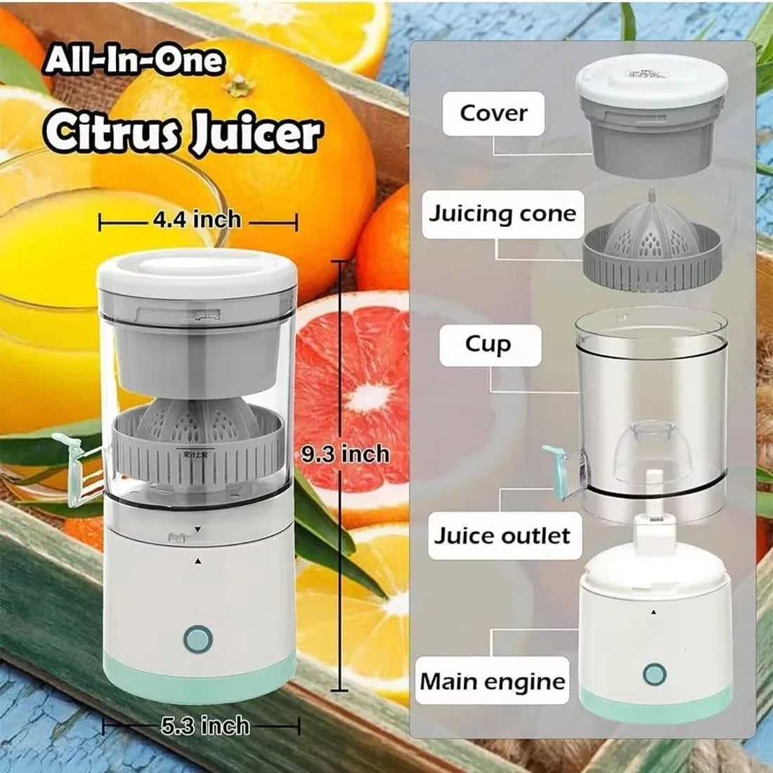 Wireless Juicer Automatic Orange Lemon Juicer USB Charge Nsuo Paapaemu Portable Nnuaba Extractor Squeezer Nhyɛsoɔ Juicers