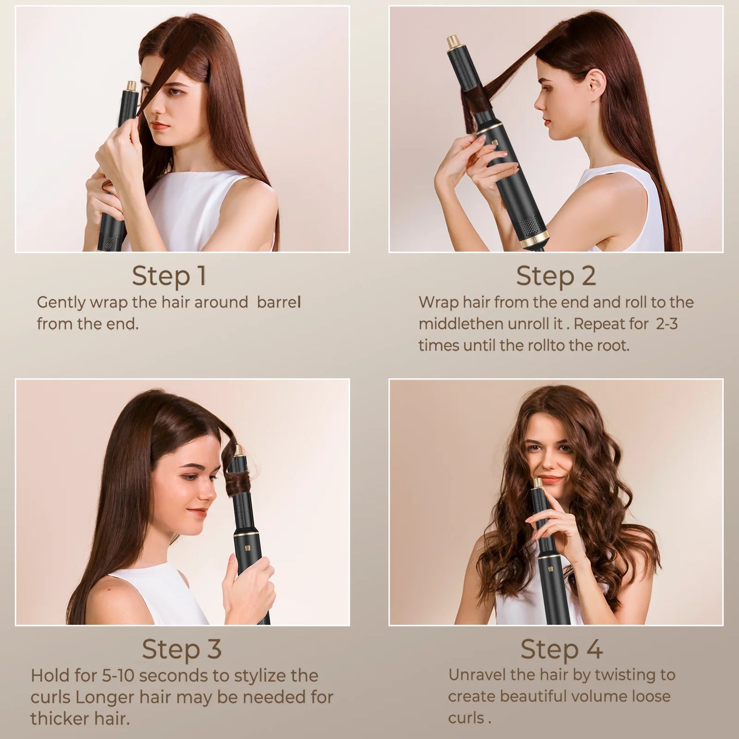 5 wɔ 1 Multifunction Mframa Styler, Mframa a Ɛyɛ hyew Brush, Nwi Dryer Brush, Ɔhyew Brush Magic Styler, Nwi Dryer Brush
