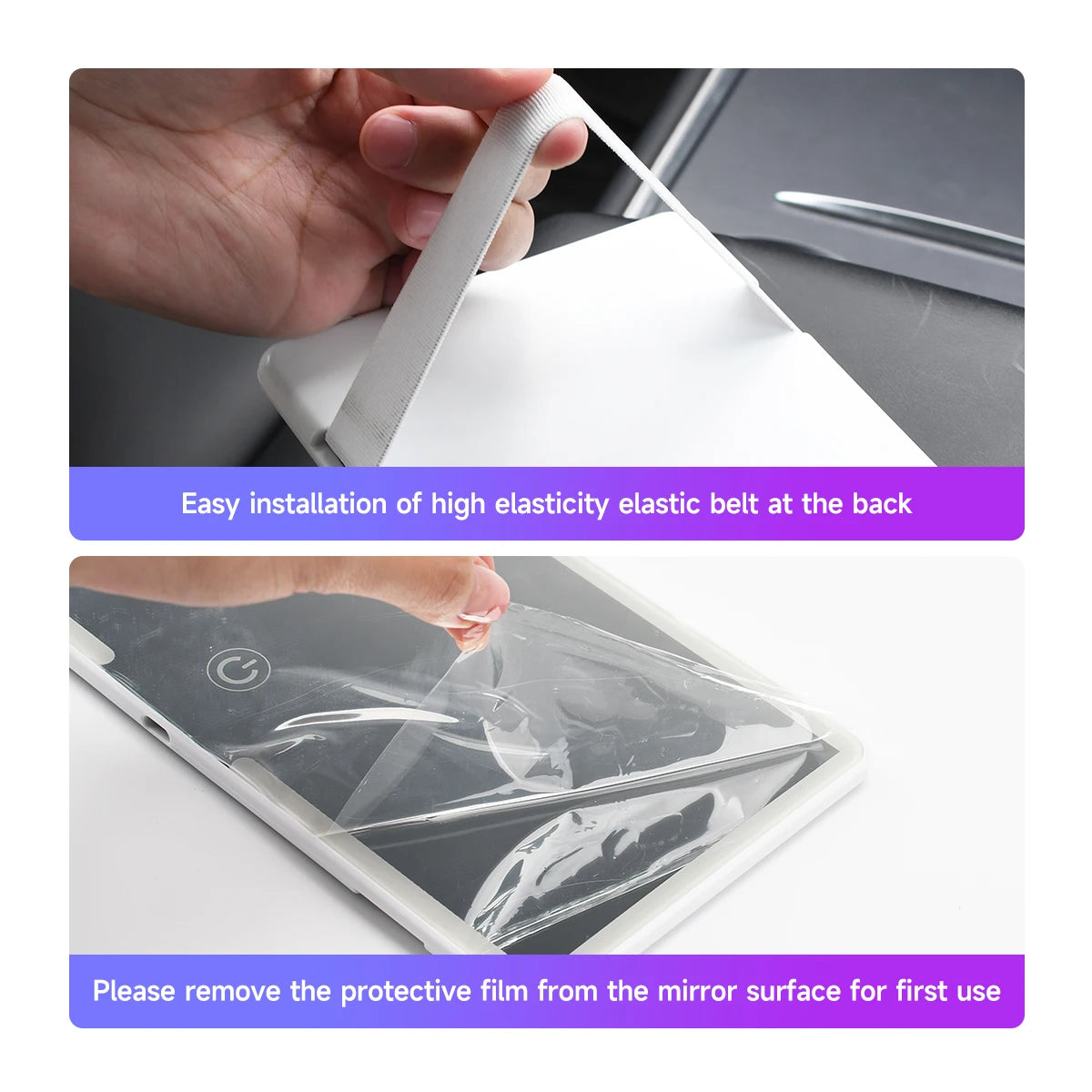 Fccemc Car Sun Visor Makeup Mirror LED Touch Screen Adjustable Brightness Auto Interior Makeup HD Mirror Charging Vanity Mirror