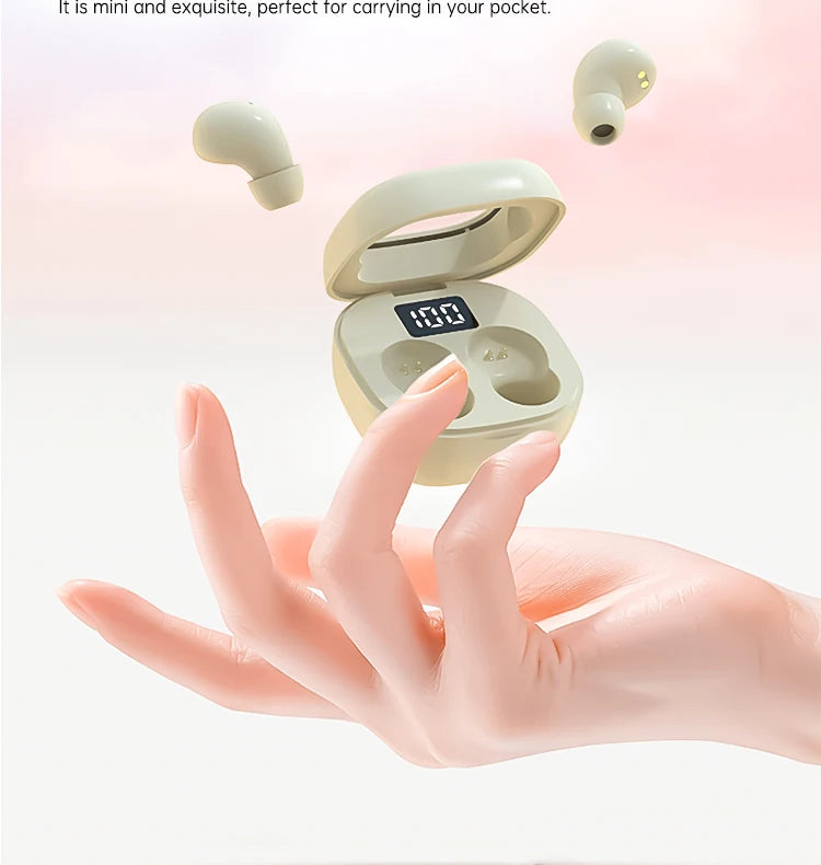 SK19 Bluetooth 5.3 Earphones Mini Invisible Headphones TWS Wireless Earbuds HIFI Stereo Noise Reduction Heasets with Microphones