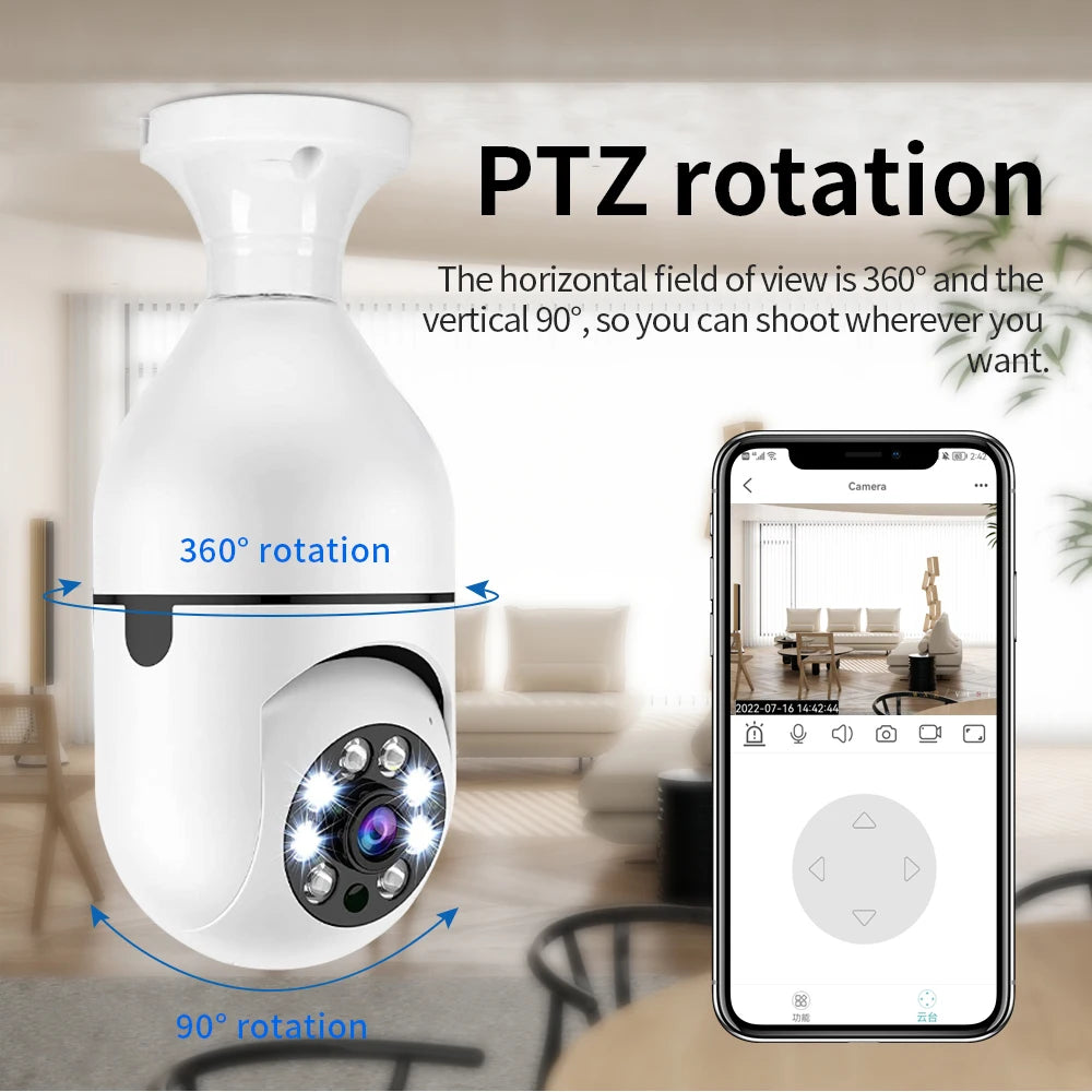 Bulb E27 Surveillance Camera Full Color Night Vision Automatic Human Tracking Zoom Indoor Security Monitor Wifi Miini IP Camera