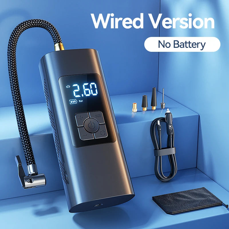 Joyroom Portable Kar Mframa Pɔmpɛ 30W Double Cylinder Kar Tae Inflator Wireless Electric Motocycle Inflatable Pɔmpɛ Ma Kar Bake