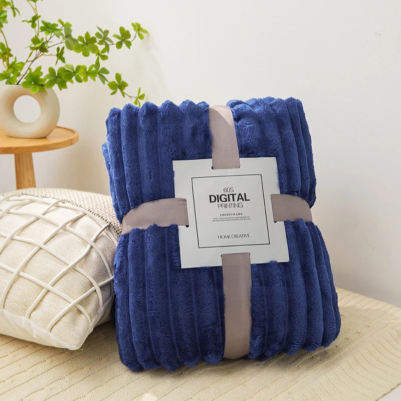 Imitation Rabbit Velvet Autumn Warm Bed Blanket or Blanket and Pillowcase Soft Warmth Winter Sofa Blankets for Throw Lap Blanket