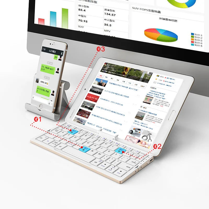 HB199 folding bluetooth keyboard wireless portable telefon a wokura kyin tablet amansan nyinaa portable rechargeable