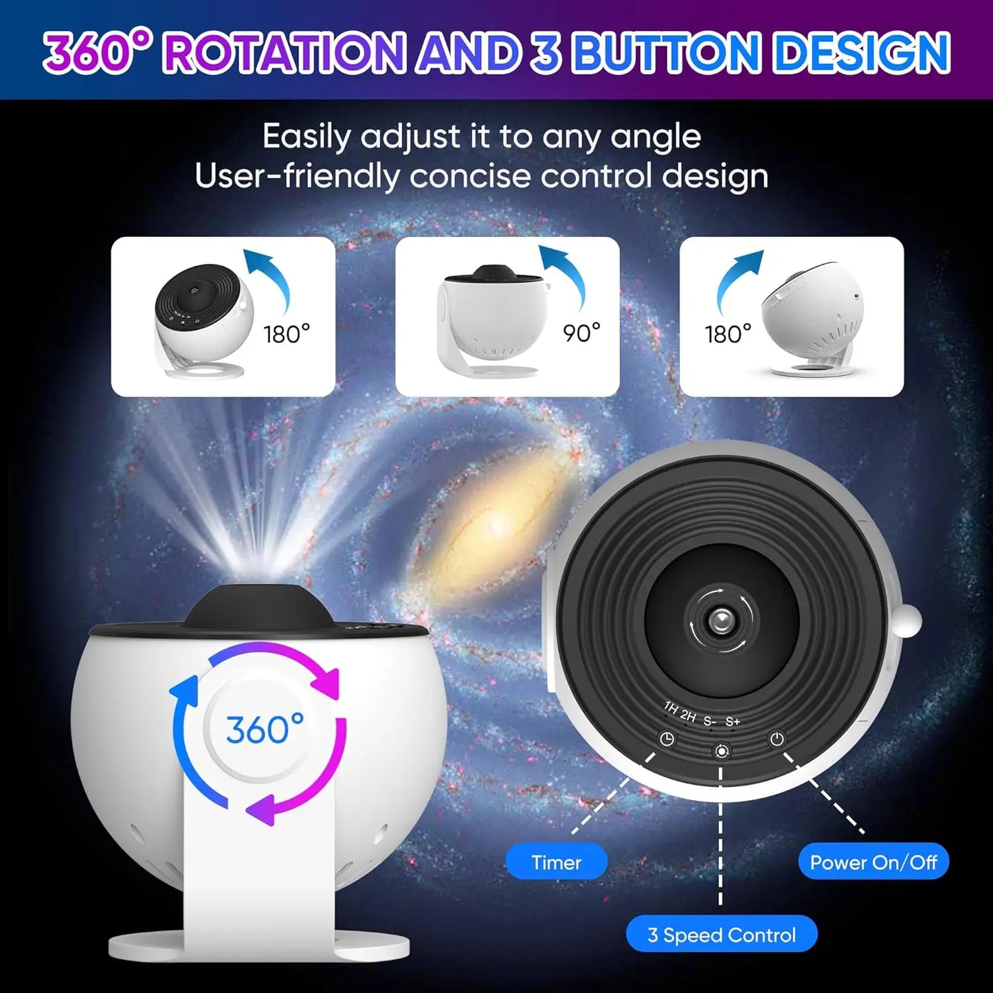 Galaxy Projector for Bedroom 13 Film Discs HD Image Star Projector Night Light 360° Rotating Children's Planetarium Projector