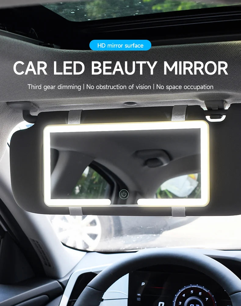 Fccemc Car Sun Visor Makeup Mirror LED Touch Screen Adjustable Brightness Auto Interior Makeup HD Mirror Charging Vanity Mirror