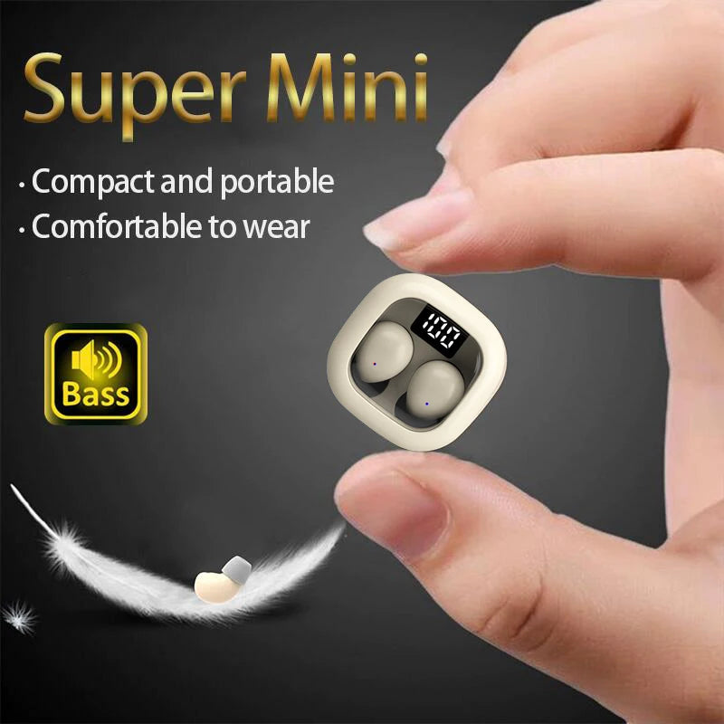 SK19 Bluetooth 5.3 Earphones Mini Invisible Headphones TWS Wireless Earbuds HIFI Stereo Noise Reduction Heasets with Microphones