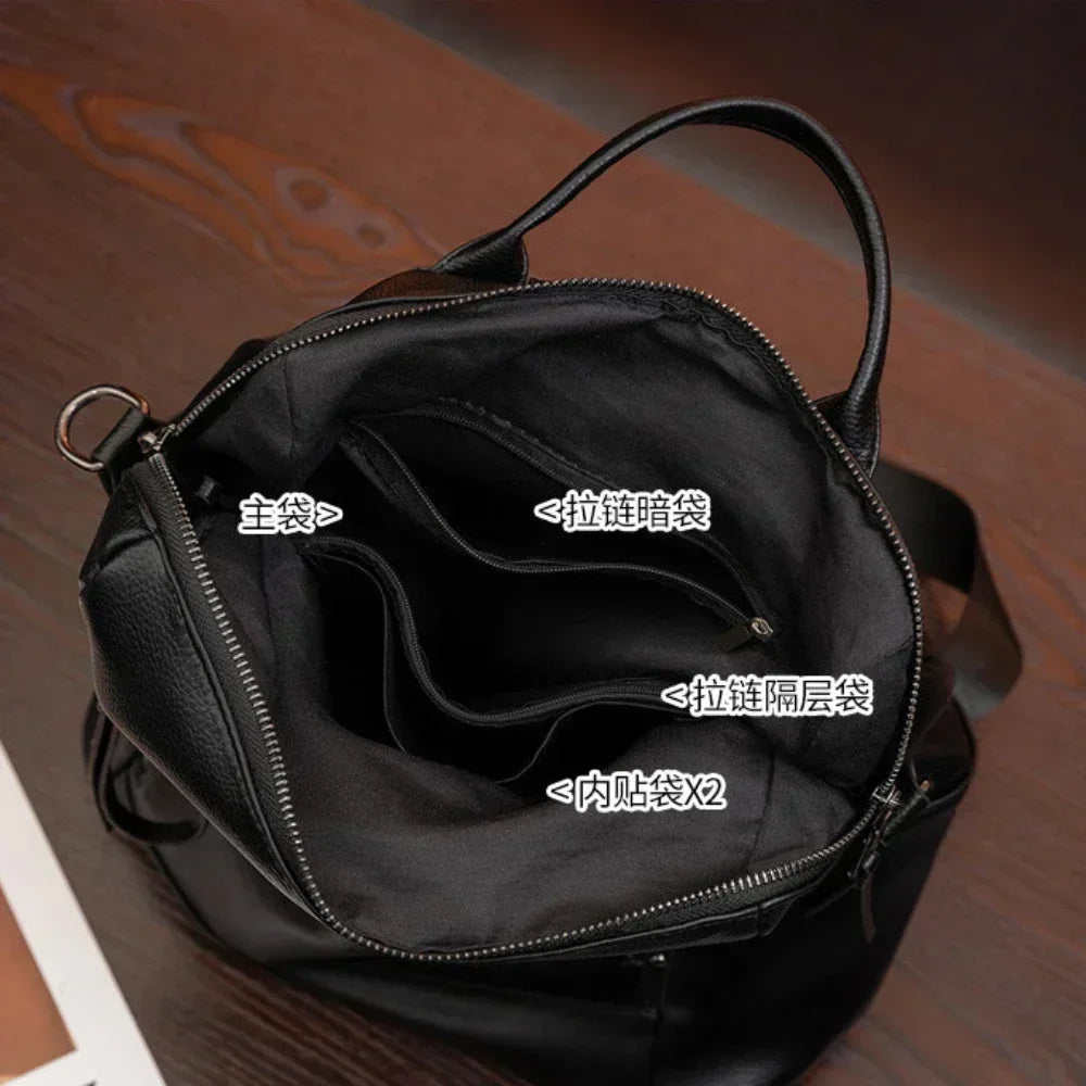 Genuine Leather Brand Backpack for Women 2025 New Fashion Travel Bagpack High Quality School Bags Casual Ladies Shoulder Bag Sac