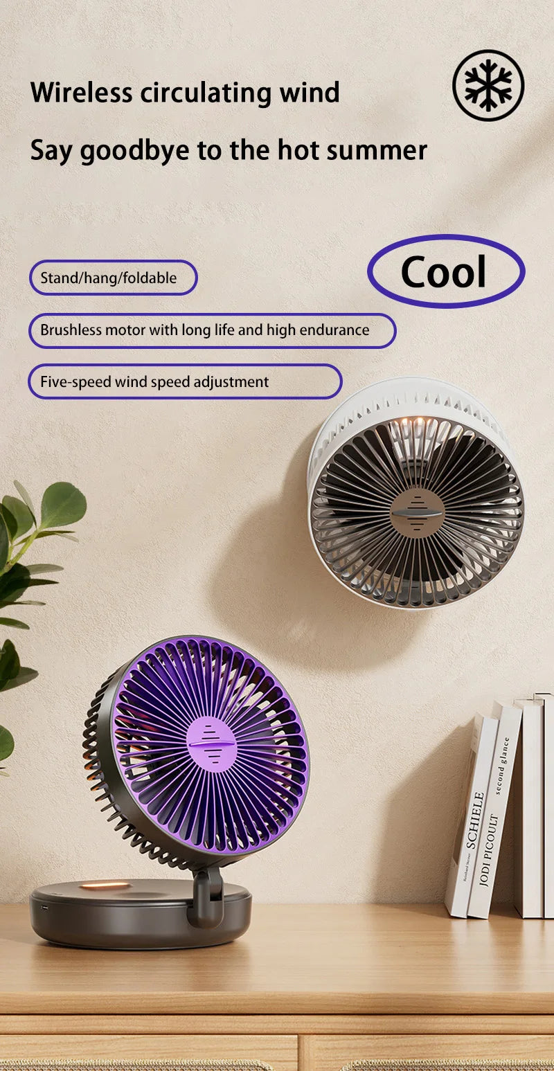 Electric Fan 3 In 1 Rechargeable Small Folding Cycle Desktop Wall-mounted Small Fan Dormitory Toilet Cold Wind Summer Fan