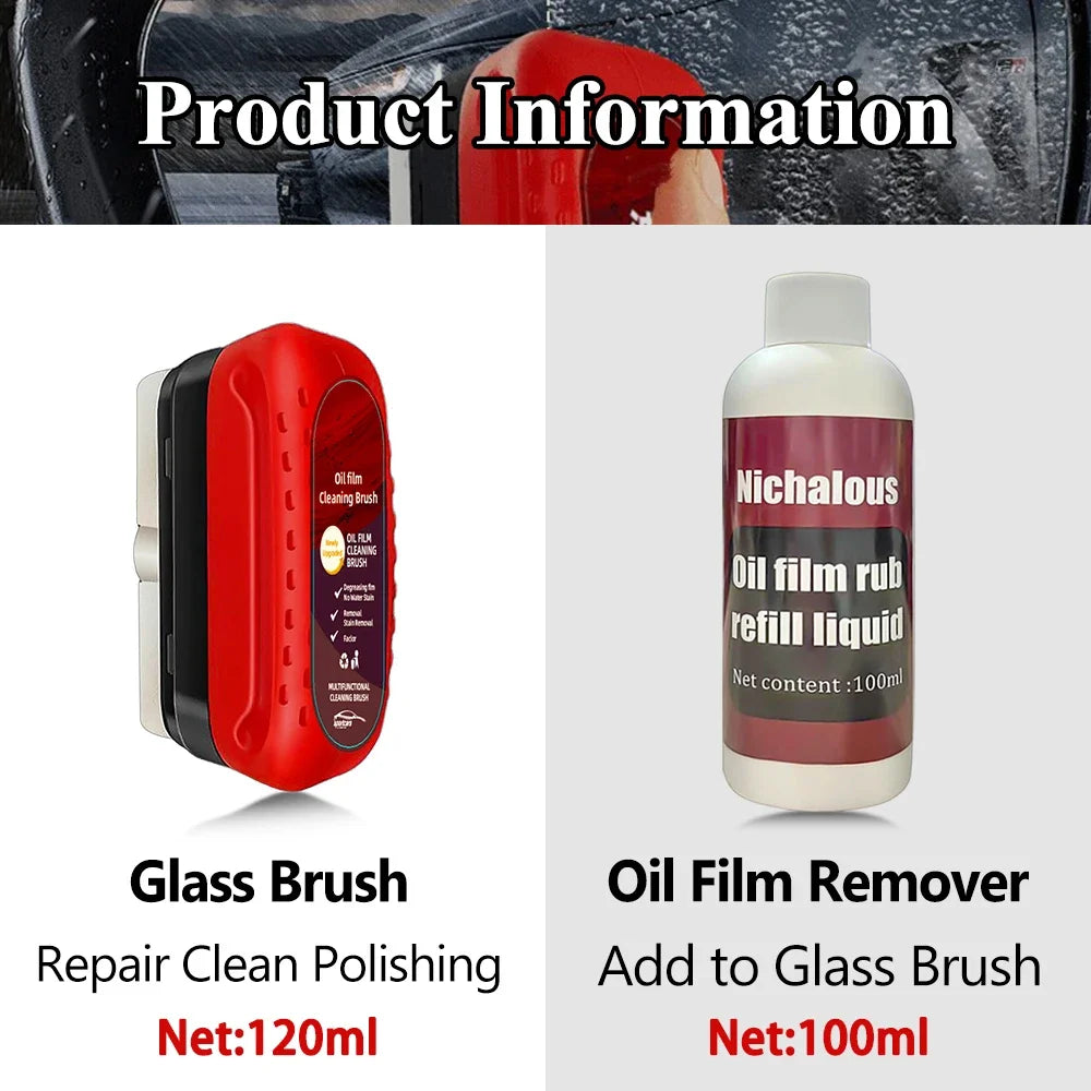 Kar Glass Coating Oil Film Clean Brush Kit - 120ml Adwumayɛfo Siesie Glass Scratch Hyerɛn Mfɛnsere Anti-fog Polishing