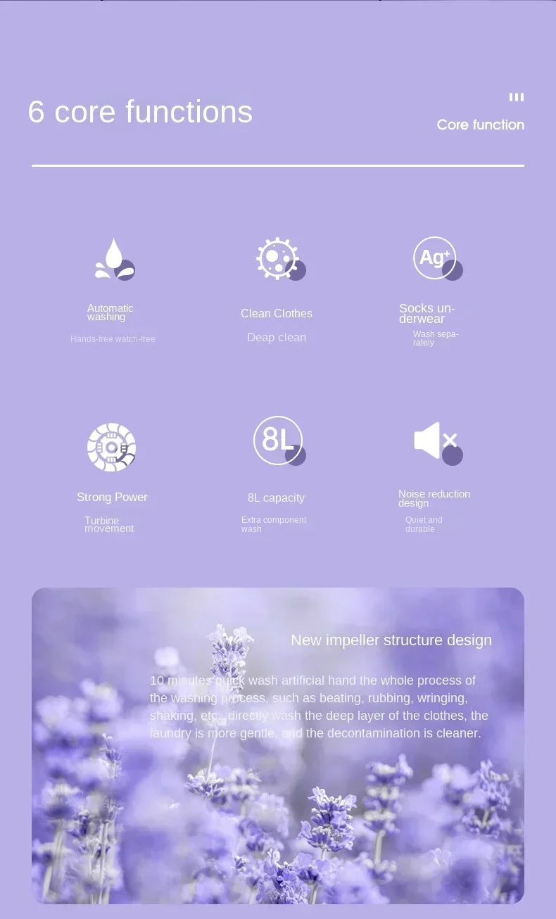 Portable Washing Machine 9L Small Foldable with Spin Dryer for Socks Underwear Panties Mini Washer Household Laundry