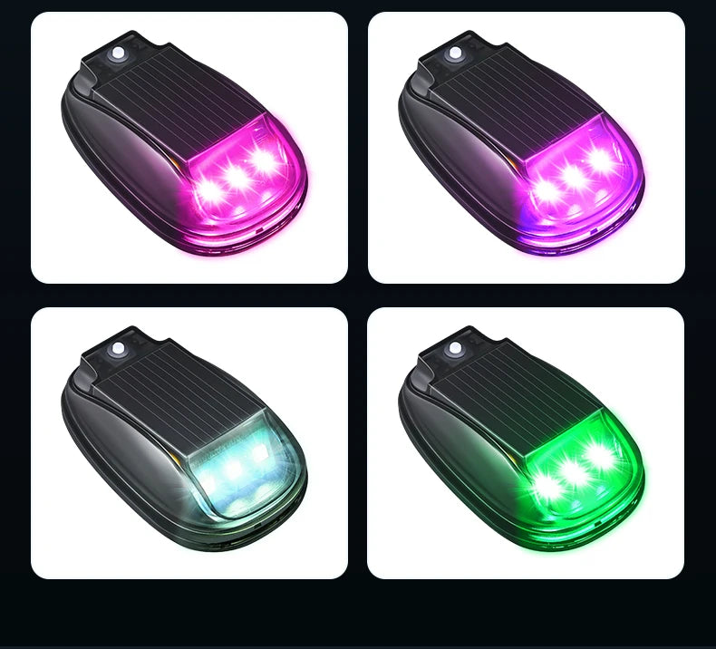 Solar Car Roof Strobe Light With Remote Control Cab Signal Lamp Wireless No Punch LED Truck Pickup Truck Roof Warning Lights