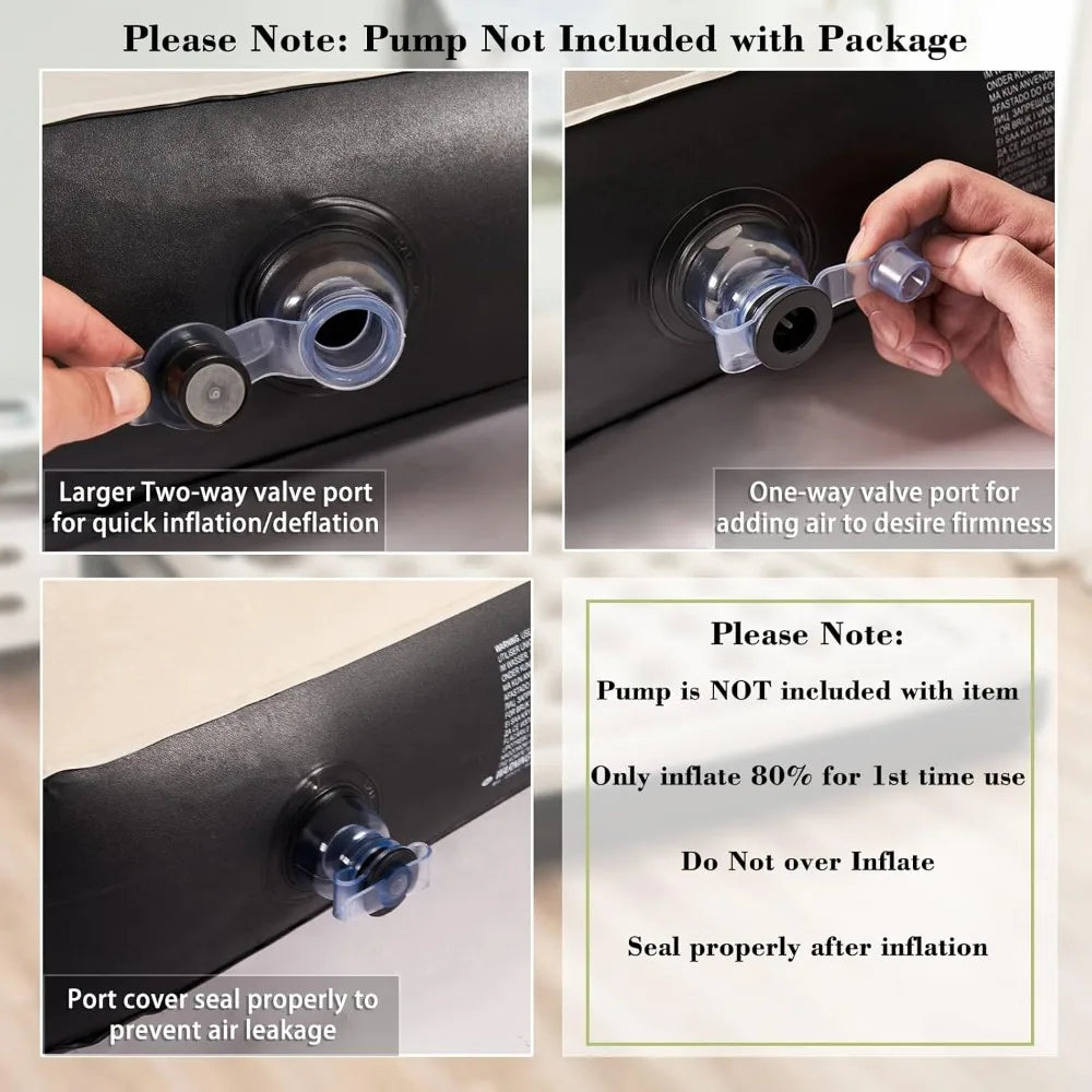 Hot-Sell a Ɛyɛ Fɛ! - Queen Size Air Mattress Sofa Bed a ɛwɔ Headboard ne Pillow, Inflatable mpa a wɔde ma abɔnten anadwo