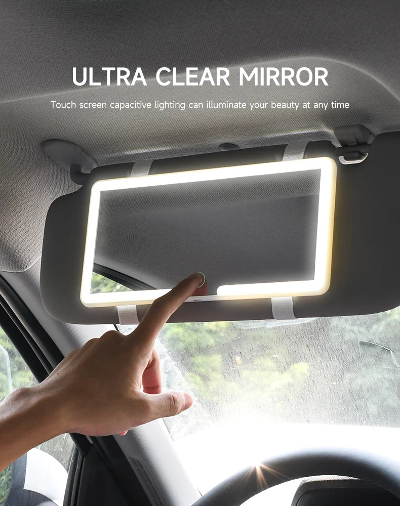 Fccemc Car Sun Visor Makeup Mirror LED Touch Screen Adjustable Brightness Auto Interior Makeup HD Mirror Charging Vanity Mirror