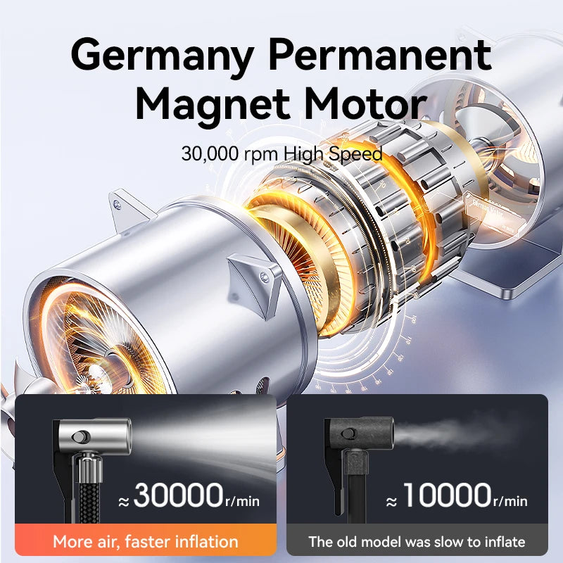 Joyroom Portable Kar Mframa Pɔmpɛ 30W Double Cylinder Kar Tae Inflator Wireless Electric Motocycle Inflatable Pɔmpɛ Ma Kar Bake