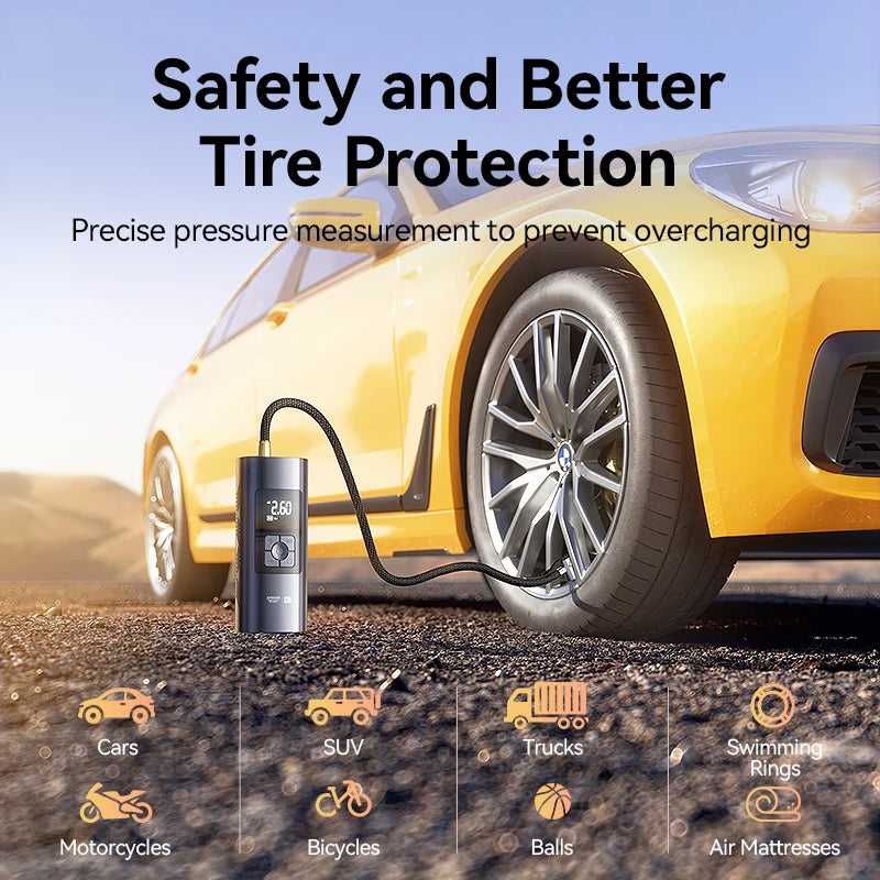 Joyroom Portable Kar Mframa Pɔmpɛ 30W Double Cylinder Kar Tae Inflator Wireless Electric Motocycle Inflatable Pɔmpɛ Ma Kar Bake