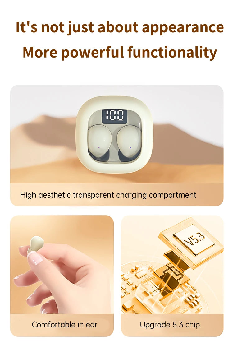 SK19 Bluetooth 5.3 Earphones Mini Invisible Headphones TWS Wireless Earbuds HIFI Stereo Noise Reduction Heasets with Microphones