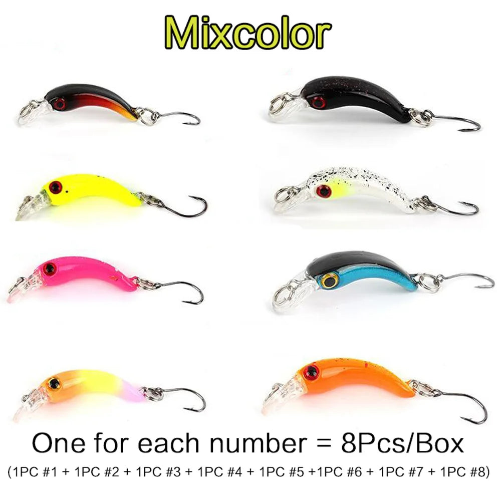 FLYSAND 8Pcs/Box Floating Mini Minnow Fishing Lures Artificial Hard Bait Sharp Hook Crankbait Lure Fishing Accessories