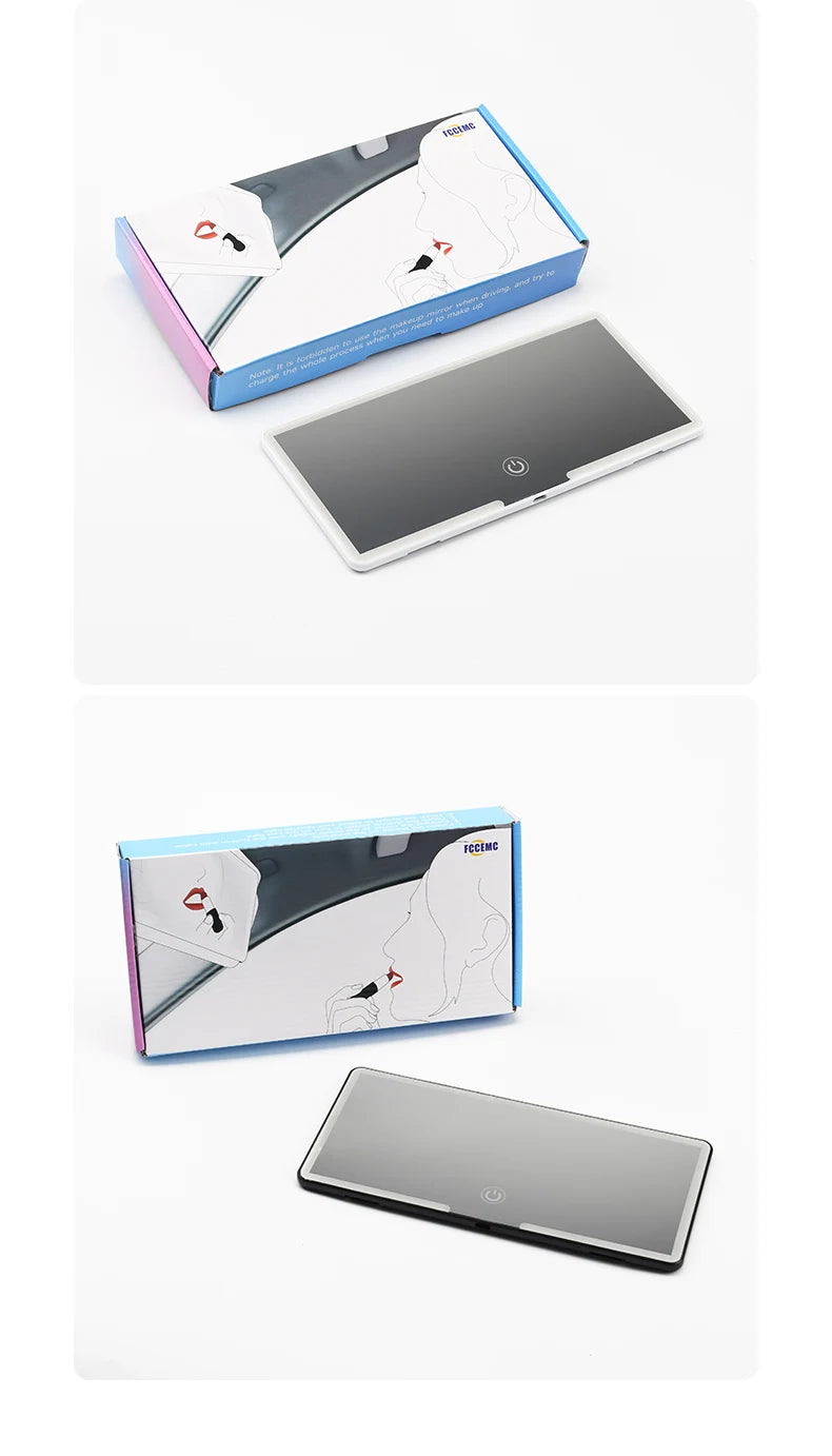 Fccemc Car Sun Visor Makeup Mirror LED Touch Screen Adjustable Brightness Auto Interior Makeup HD Mirror Charging Vanity Mirror