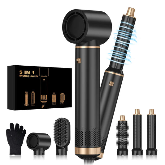 5 wɔ 1 Multifunction Mframa Styler, Mframa a Ɛyɛ hyew Brush, Nwi Dryer Brush, Ɔhyew Brush Magic Styler, Nwi Dryer Brush