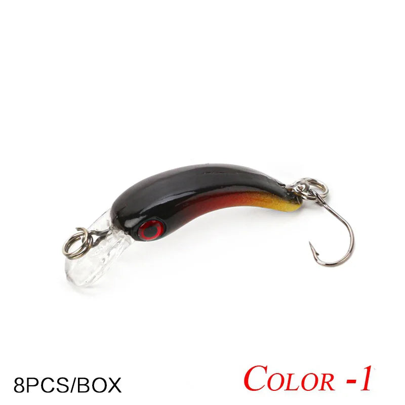 FLYSAND 8Pcs/Box Floating Mini Minnow Fishing Lures Artificial Hard Bait Sharp Hook Crankbait Lure Fishing Accessories