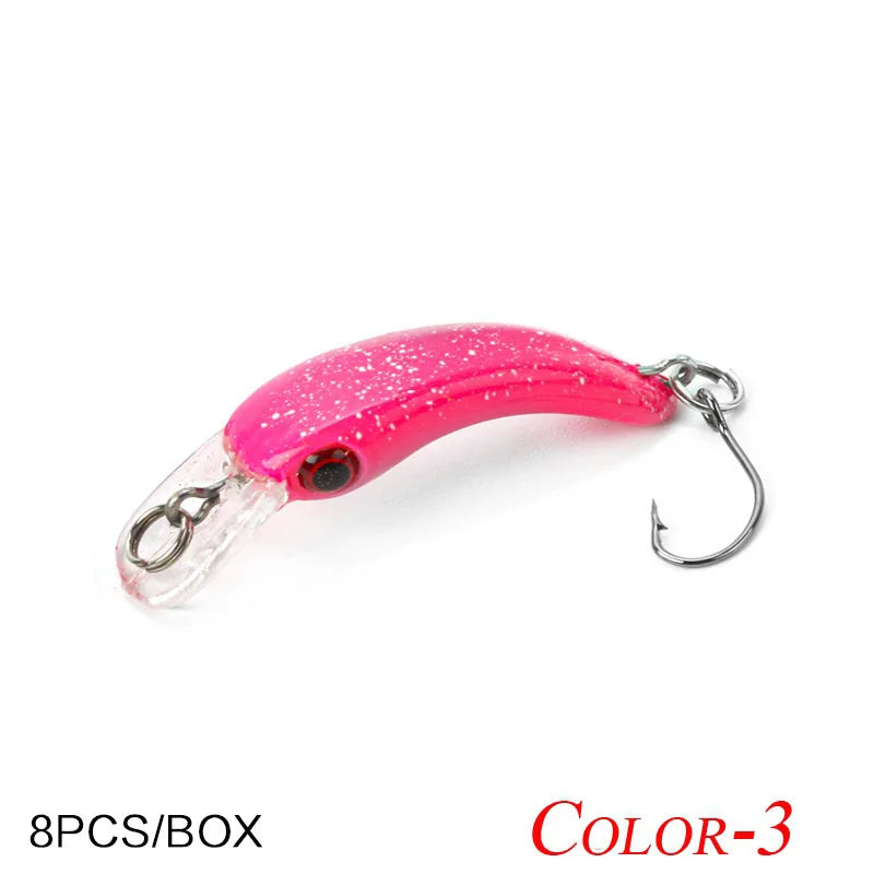 FLYSAND 8Pcs/Box Floating Mini Minnow Fishing Lures Artificial Hard Bait Sharp Hook Crankbait Lure Fishing Accessories
