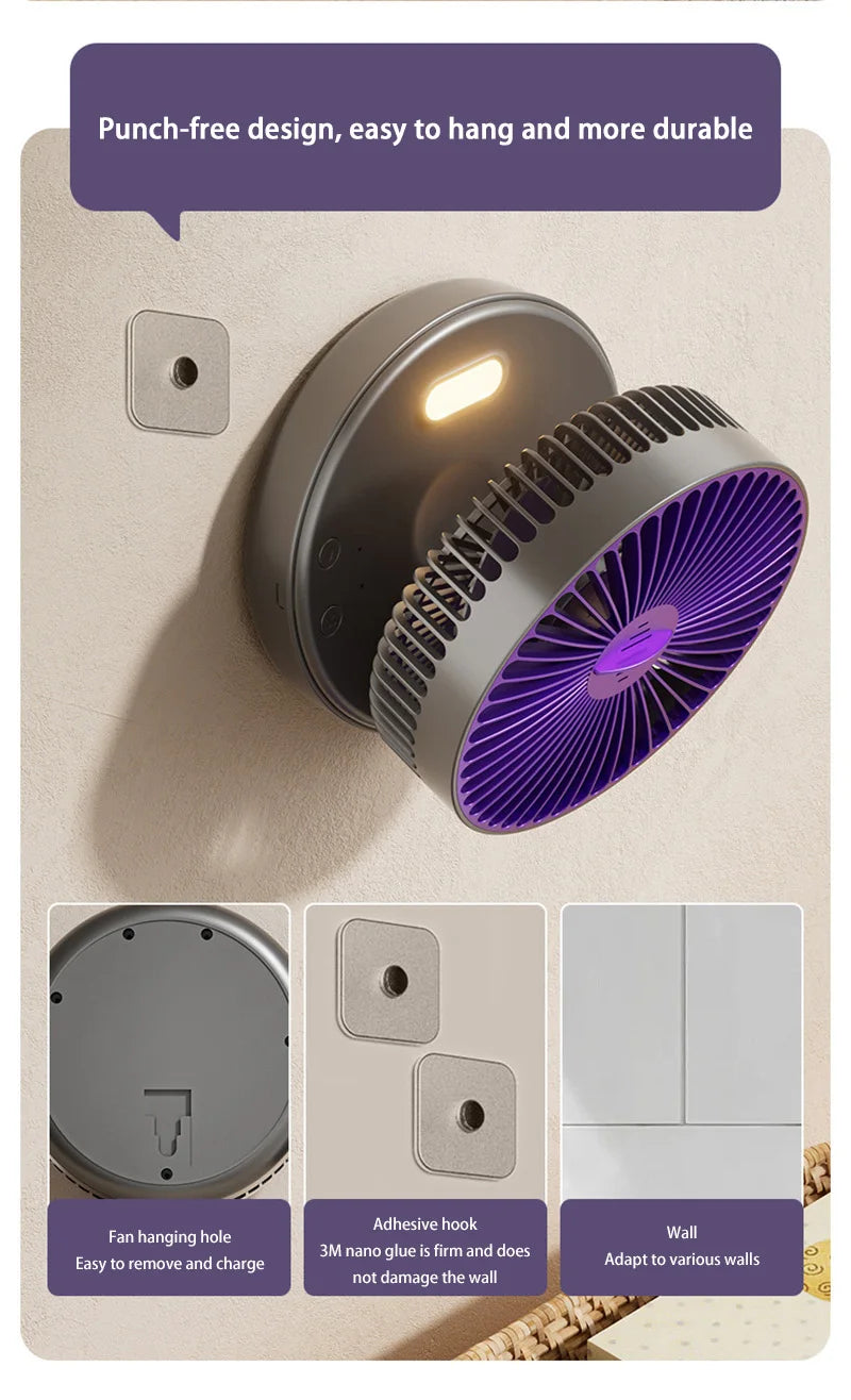 Electric Fan 3 In 1 Rechargeable Small Folding Cycle Desktop Wall-mounted Small Fan Dormitory Toilet Cold Wind Summer Fan