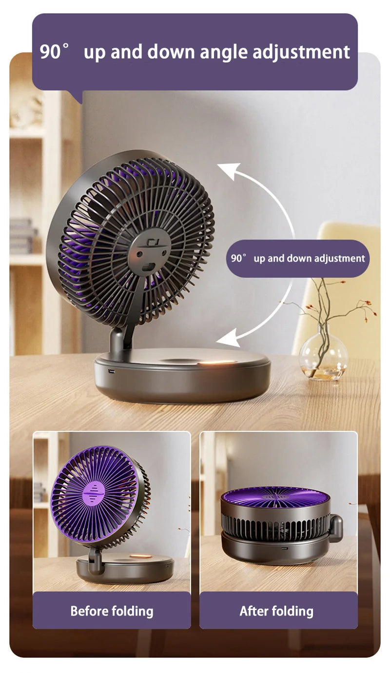 Electric Fan 3 In 1 Rechargeable Small Folding Cycle Desktop Wall-mounted Small Fan Dormitory Toilet Cold Wind Summer Fan